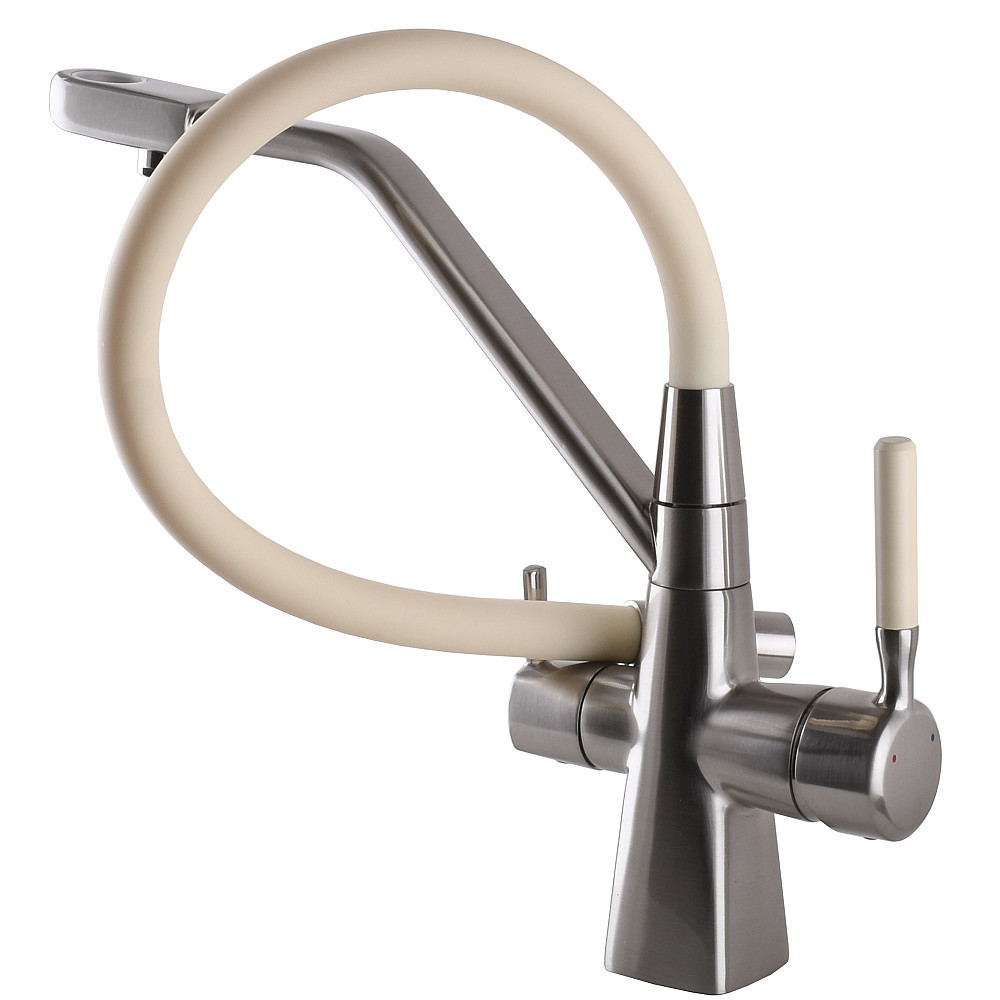 Змішувач для кухні під осмос Globus Lux GLLR-0700-L-08-06 гофрований  на гайці латунь, Сталь-Бежевий Тернопіль - фото 6