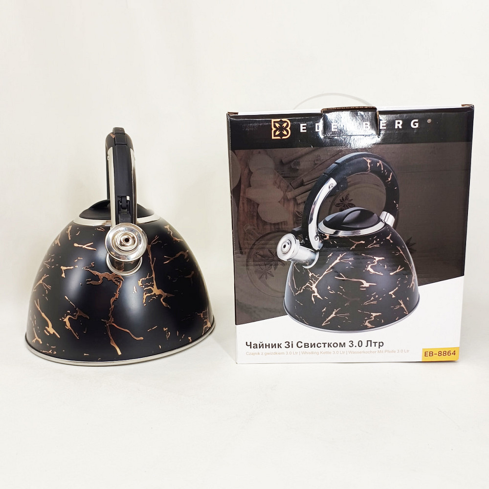 Металевий чайник зі свистком з нержавіючої сталі Edenberg EB-12610 3л, Якісний металевий чайник PI-73 Івано-Франківськ - фото 4