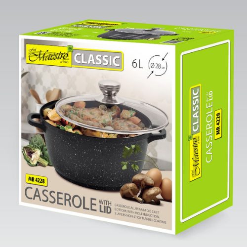 Каструля 6л скляна кришка MR-4228 Maestro Житомир - фото 3