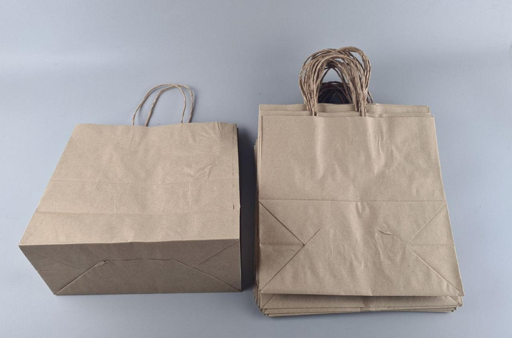 Пакет с ручками бумажный крафт бурий 310х150х300, 80г/м2 (25 шт) Харьков - изображение 2