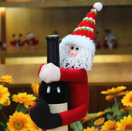 Декор новорічний на пляшку Дід Мороз 30 см різнобарвний Київ