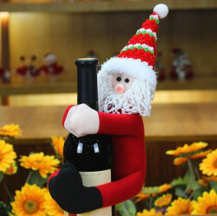 Декор новогодний на бутылку Дед Мороз 30 см разноцветный Киев - изображение 1