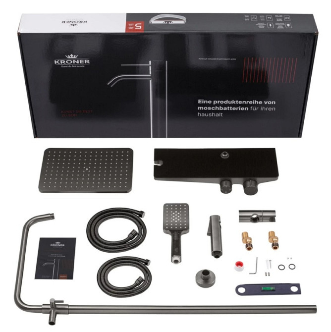 Душова система пристінна Kroner KRP Armada з гігієнічним душем - GRP066 графіт Київ - фото 9