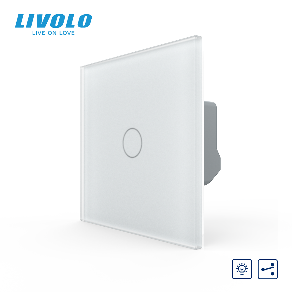 LIVOLO Сенсорний прохідний/перехресний диммер LIVOLO білий матове скло Коломия - фото 1