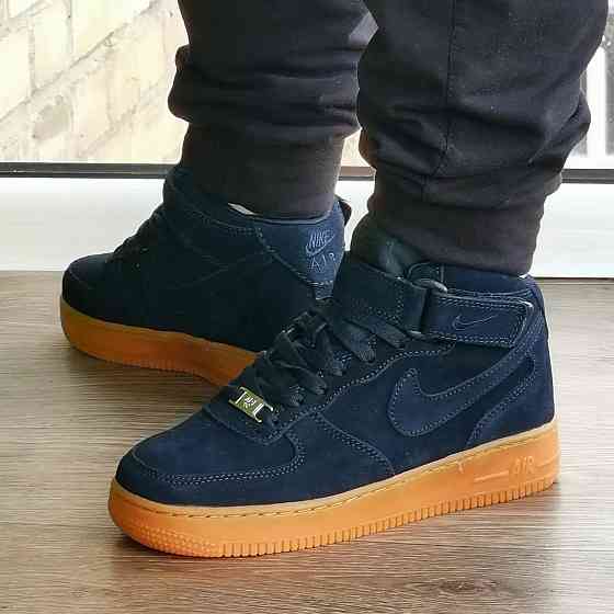 Термо Кросівки Nike Високі Сині Жіночі Форси Замшеві Найк Єврозима (розміри: 37,38,39,40,41) Дніпро
