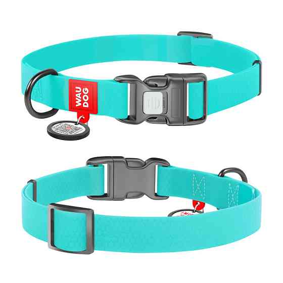 Ошейник для собак водостойкий WAUDOG Waterproof c QR паспортом, світонакоплювальний, пластикова пряжка-фастекс, Ш 25 мм, Дов Київ