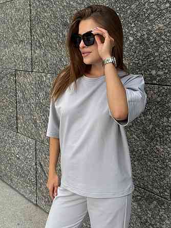 Спортивный костюм женский футболка и штаны джогеры Серый XL-XXL Харьков