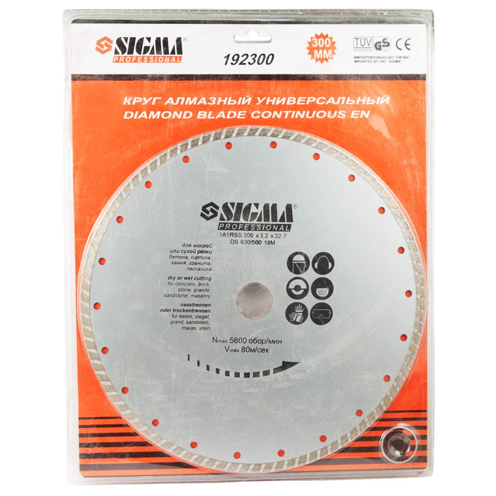 Sigma Круг отрезной алмазный Турбо Ø300×32мм SIGMA (1922281) Киев - изображение 1
