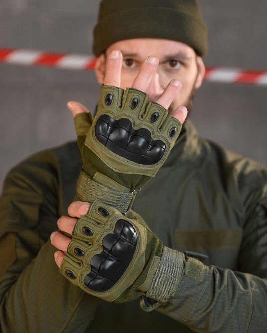 РУЧАТКИ БЕЗПАЛІ OUTDOOR TACTICS ІЗ ЗАХИСТОМ OLIVE ВТ6010 Одесса - изображение 1