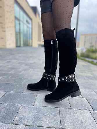 Nivelle Жіночі чоботи зимові з натуральної замші чорні / Чоботи замшеві 5466/2517 р. 37-40 Коломыя