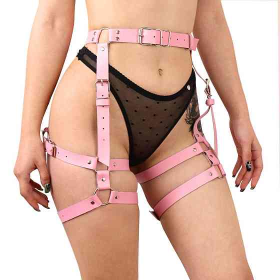 Гартеры Art of Sex - Claire, натуральная кожа, размер L-2XL, цвет розовый Sex Aura Киев
