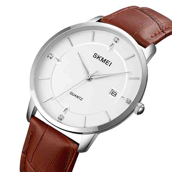 Skmei 1801LSIBN Silver-White Brown Leather SBR Киев