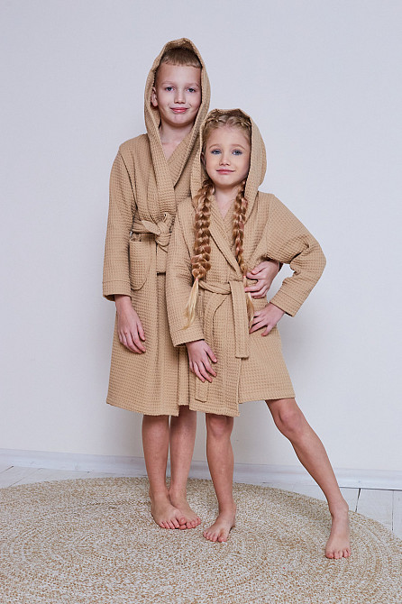 Халат детский вафельный Ideal Textile с капюшоном 5 р. (104-110 см) Черновцы - изображение 5