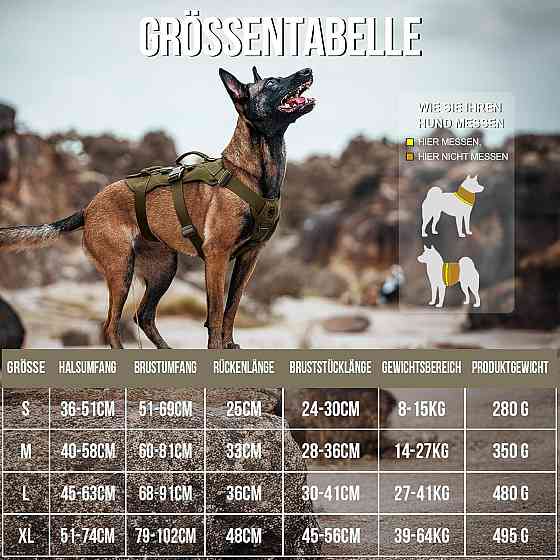 Тактична шлея для собак OneTigris T-Bone з 2 ручками (зелена, розмір M) Луцьк
