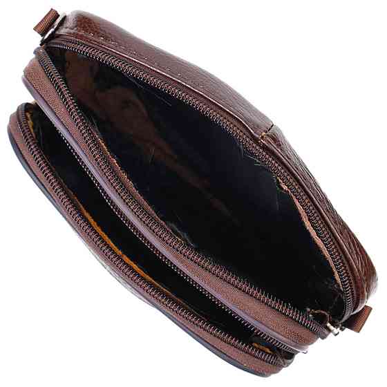 Чоловіча горизонтальна поясна сумка з натуральної шкіри 21486 Vintage Коричнева Київ