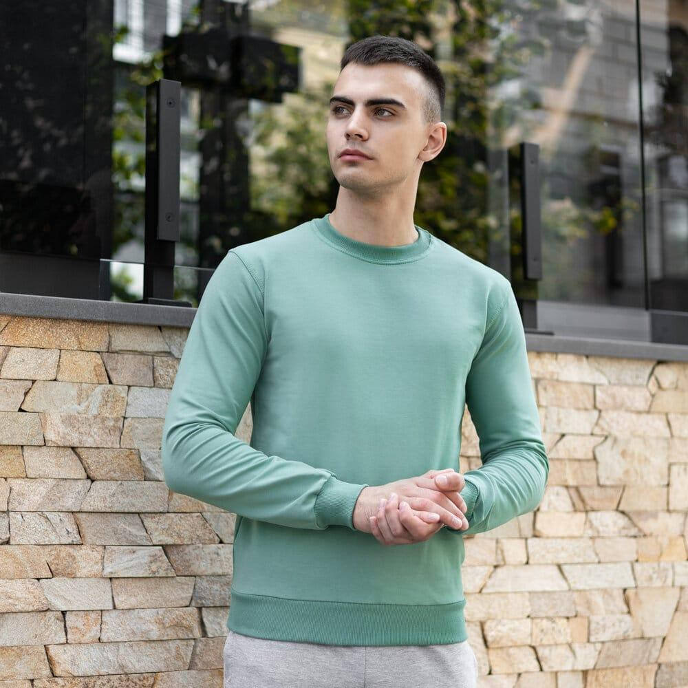 Світшот чоловічий однотонний зелений Pobedov 001 Київ - фото 7