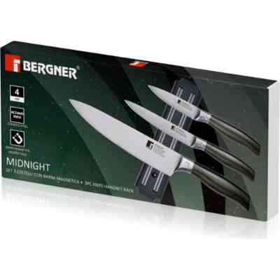 Набор ножей Bergner Midnight, 4 предмети, сталь SS2CR13NH (BG-39262-GR) Винница