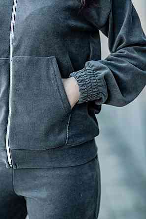 Спортивный костюм женский прогулочный велюровый, женский комплект серый Крохатушка одяг 52/54 Киев