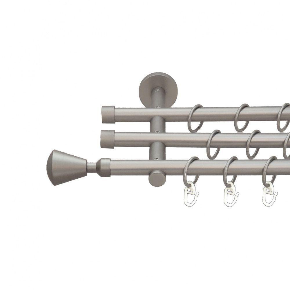 Карниз Orvit Мілано металевий трирядний циліндр (20 см) гладка труба кільце металеве Сатин 16\16\16 мм 160 см (6099515) Львів - фото 1