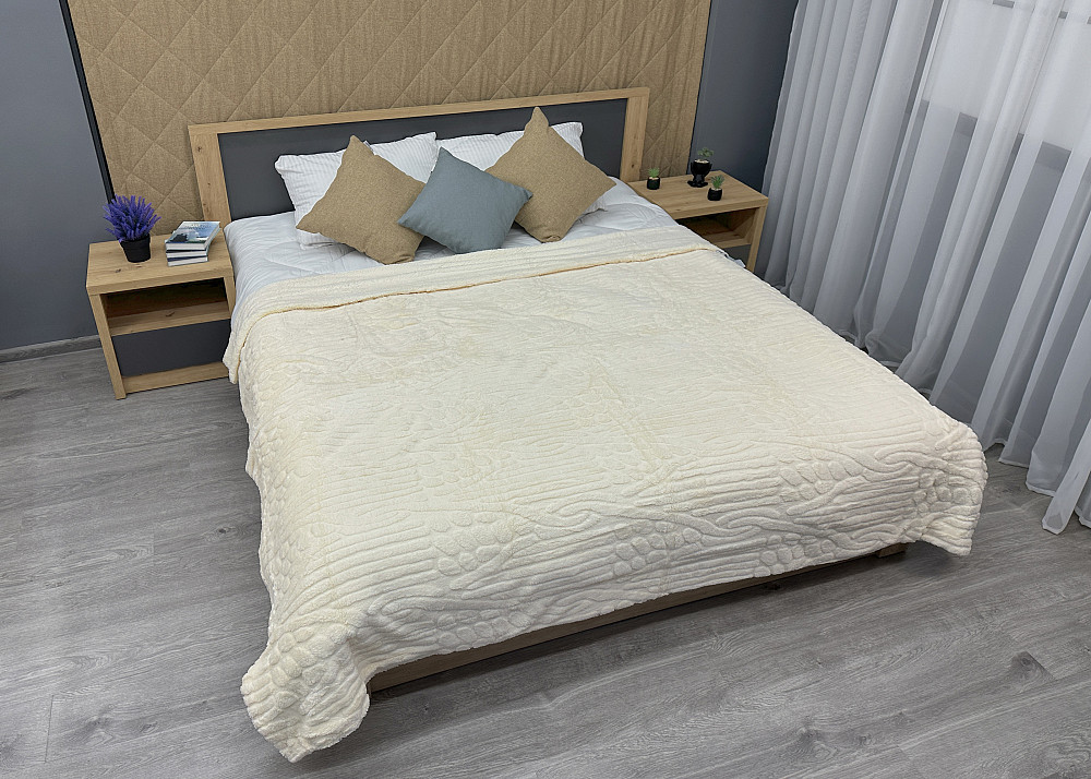 Плед 200х230 см (+-10см) на овчині "Косичка" колір молочний (87-306) Київ - фото 3