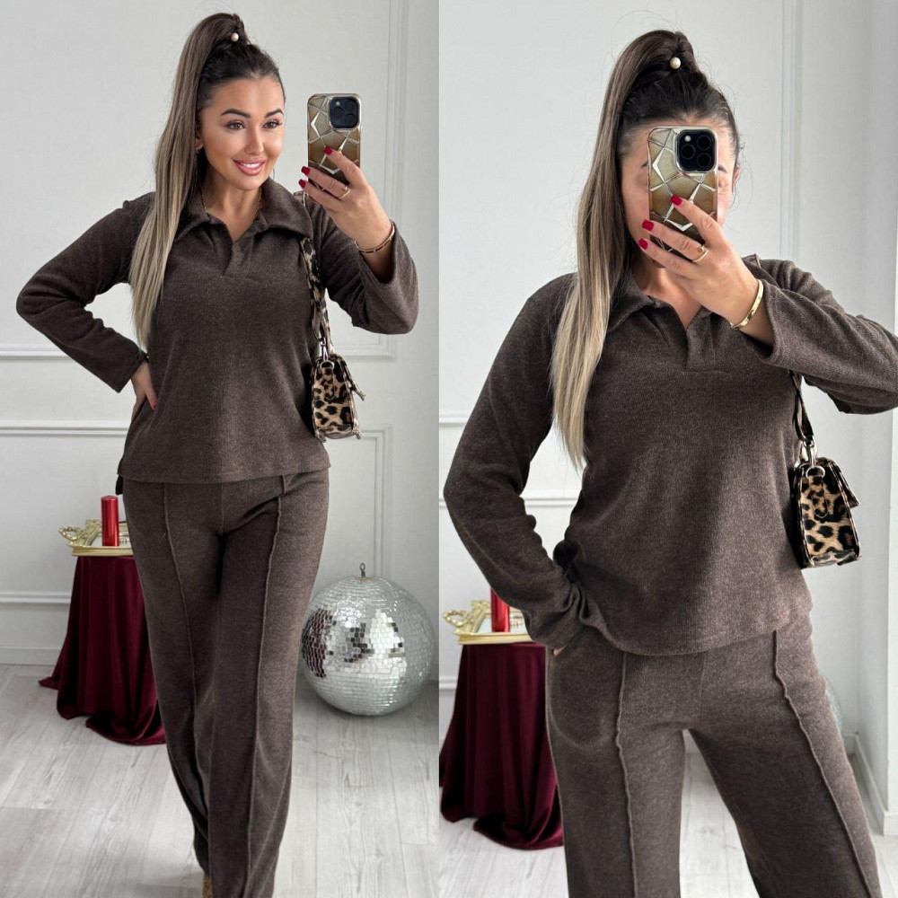 Женский базовый вязаный костюм двойка из ангоры Шоколадный, 46/48 Одесса - изображение 3