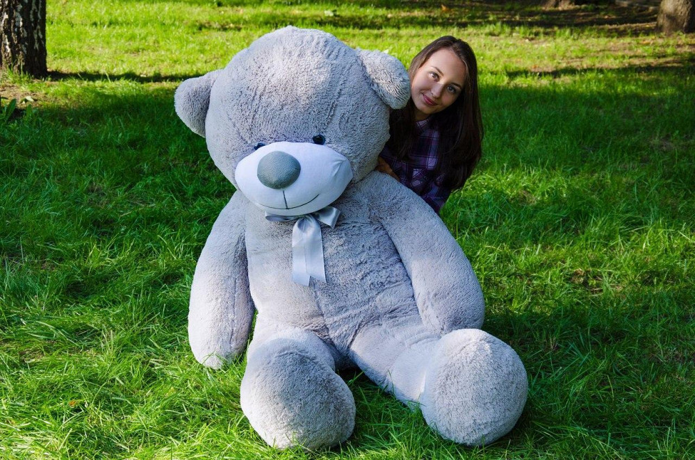 Плюшевий ведмедик М'яка іграшка Рафаель 180 см Сірий Тернопіль - фото 3