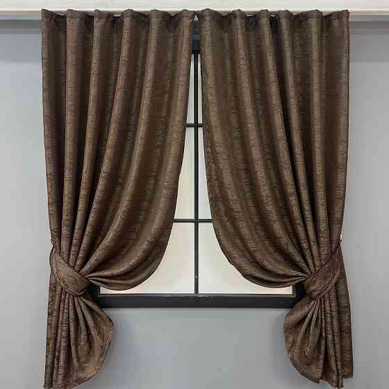 Комплект коротких штор VR-Textil Жакард Viva Marmo № 1780ш Коричневий 130х170 см 2 шт (35-0369) Київ