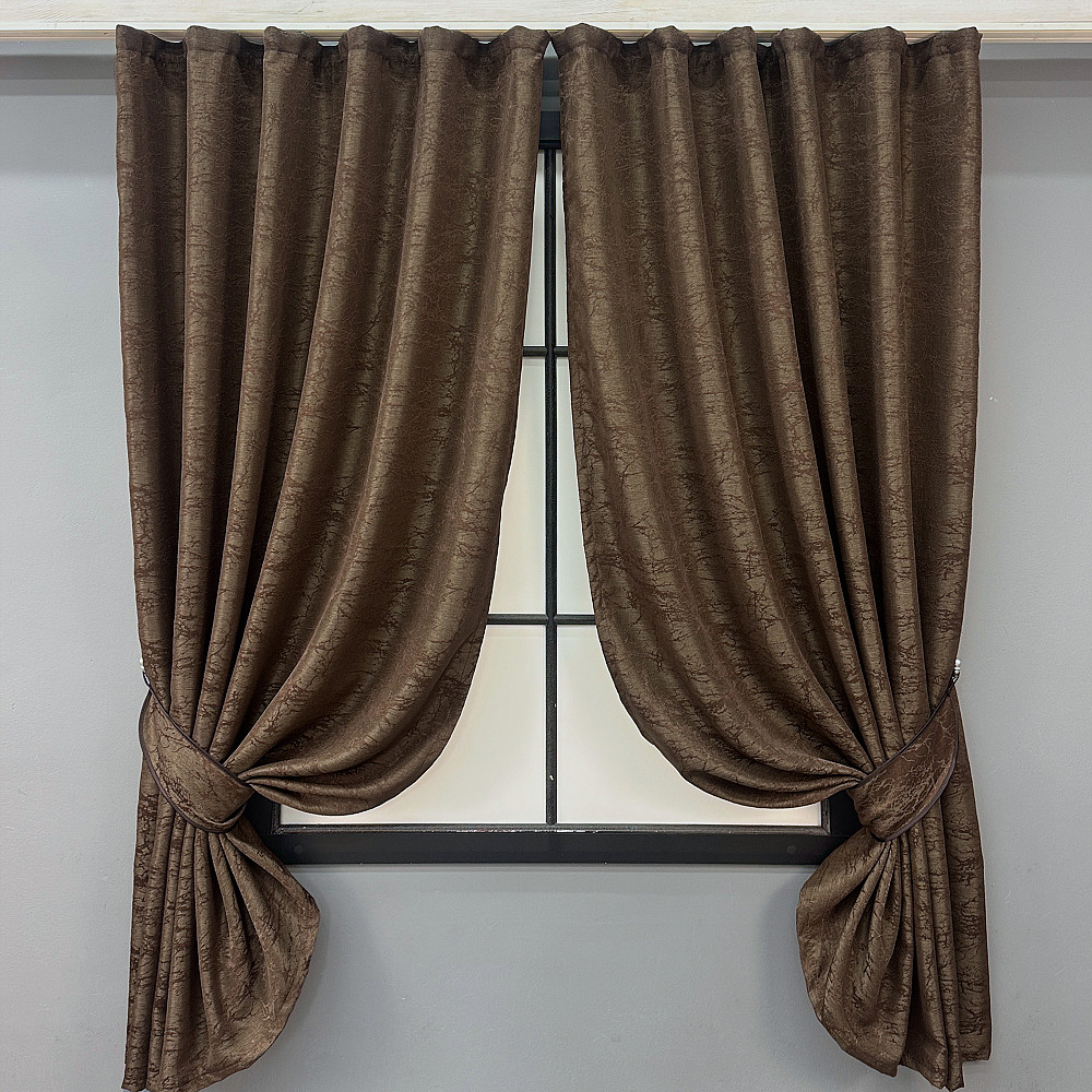 Комплект коротких штор VR-Textil Жакард Viva Marmo № 1780ш Коричневий 130х170 см 2 шт (35-0369) Київ - фото 1
