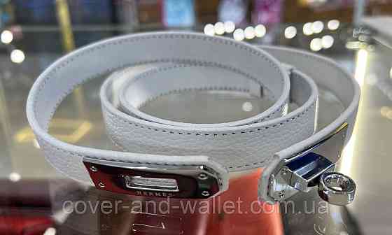 Вузький жіночий ремінь білого кольору з модною пряжкою Kelly 20 мм Puos Київ