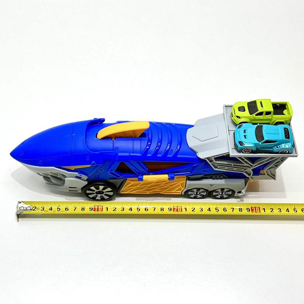 Трейлер у вигляді акули з набором машинок 2шт Синій (P932-A) Чернигов - изображение 2