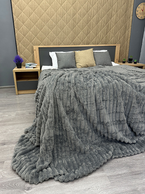 Плед-покрывало полоска Шарпей 200х230 см (+-5см) Серый (87-105) Киев - изображение 6