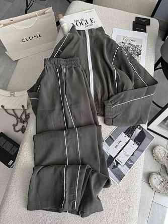 Женский стильный трендовый костюм двойка купра Оливка, 42/44 Одесса