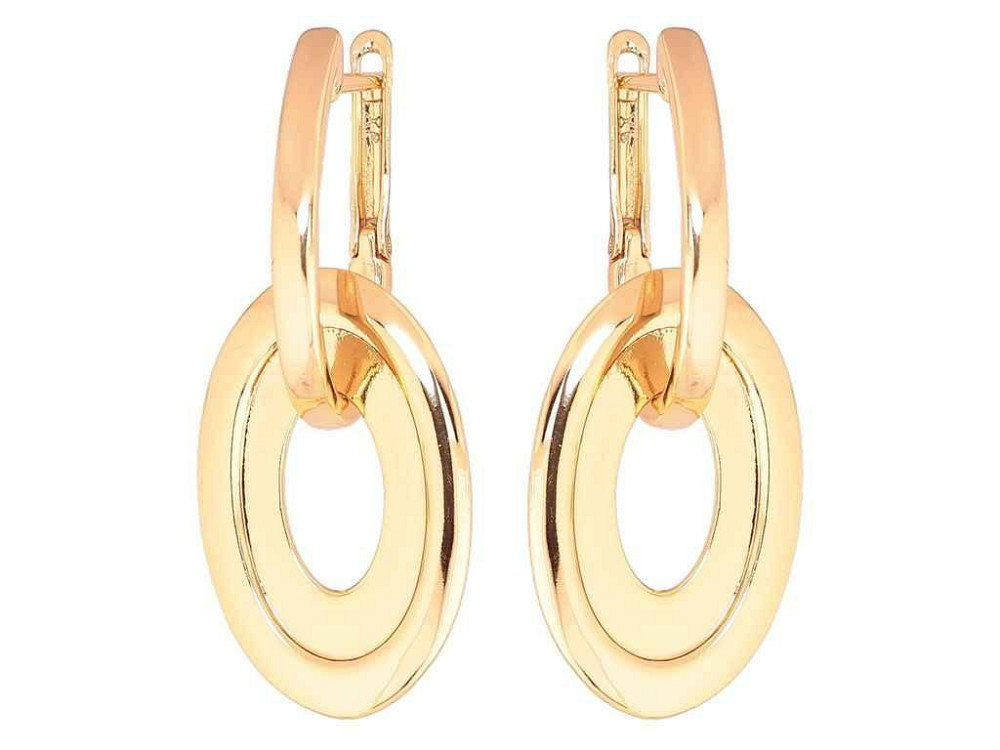 Серьги английская застежка позолота 18K «Овальные подвески» 2 в 1 284475 ТМ XUPING Киев - изображение 1