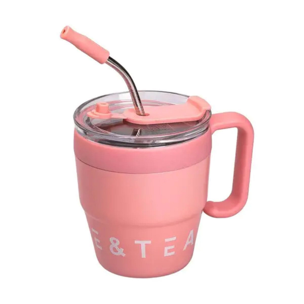 Yiwu Термочашка Coffee & Tea з трубочкою рожева HP-14-23P Киев - изображение 3