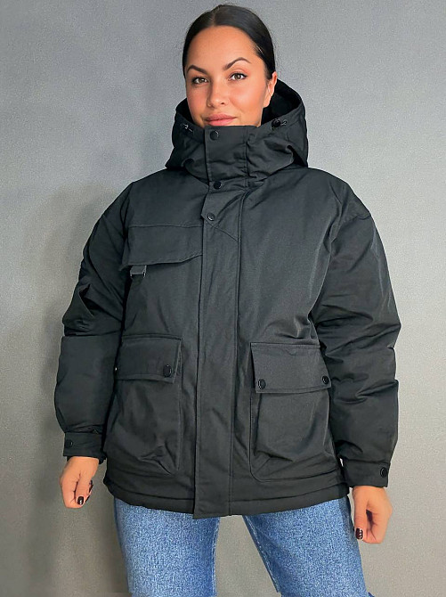 Куртка женская Snow Passion 6617 парка с капюшоном и карманами оверсайз черная, черный, 46 Киев - изображение 1