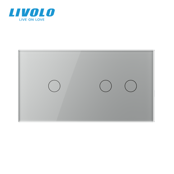 LIVOLO Сенсорний прохідний/перехресний вимикач 3 сенсора (1-2) LIVOLO сірий матове скло Коломыя