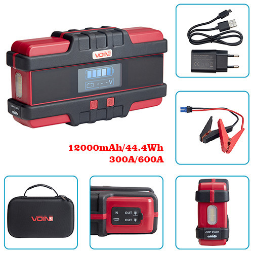 Пуско-зарядний пристрій VOIN JS-600 12000mAh 44,4Wh 12V START 300A/600A з ліхтарем Харків - фото 1