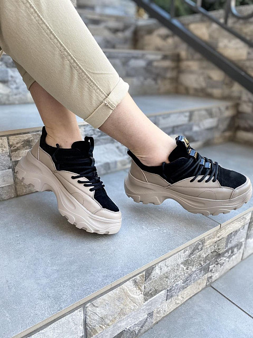 RONE Кросівки жіночі RONE 019 капучіно/чорні (весна-осінь, шкіра+замша натуральна) (2676) Коломия - фото 8