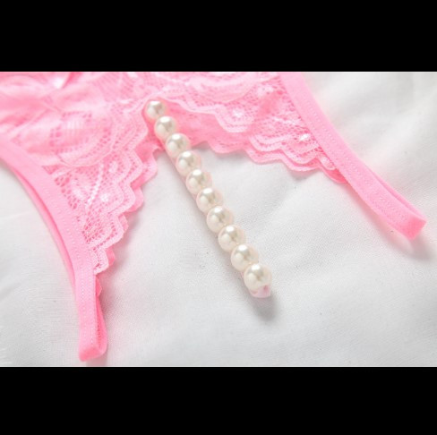 Трусики з розрізом та перлинами рожеві - розмір універсальний, резинка до 84см. Київ - фото 2