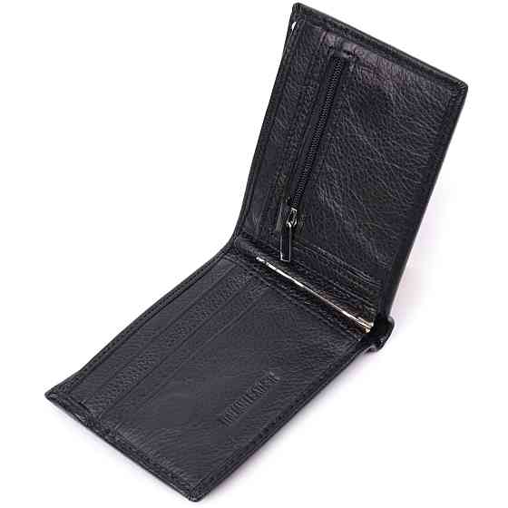 Гаманець-затиск з натуральної шкіри ST Leather 22476 Чорний Київ