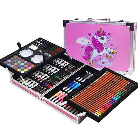 Набор для рисования 145 предметов, в чемодане / Большой набор для творчества для девочки Киев
