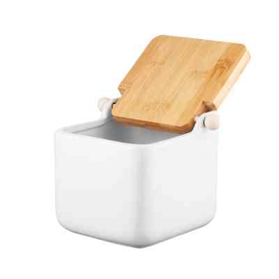 Цукорниця Ardesto Midori 12х12х11см, 840мл, кераміка, бамбук, біла (AR0907W) Вінниця