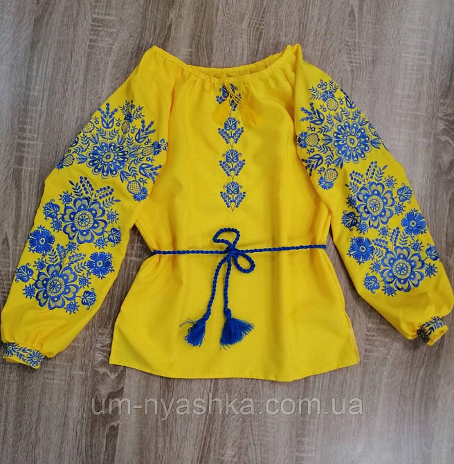 Жіноча лляна вишиванка блакитна з жовтою вишивкою Стефанія р.XS-5XL Кривий Ріг - фото 9