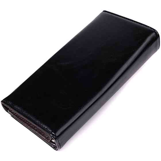 Горизонтальний жіночий гаманець із натуральної шкіри KIVI 19087 Чорний Київ