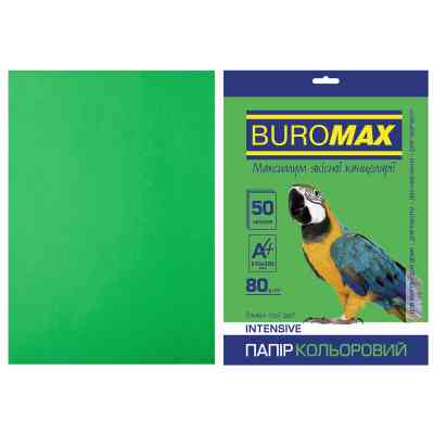 Бумага Buromax А4, 80g, INTENSIVE green, 50sh (BM.2721350-04) Винница