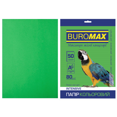 Бумага Buromax А4, 80g, INTENSIVE green, 50sh (BM.2721350-04) Винница - изображение 1