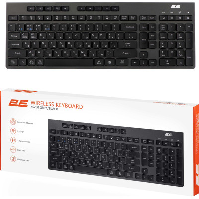 Клавіатура 2E KS280 Wireless/Bluetooth Black-Gray (2E-KS280WBGR_UA) Вінниця - фото 4