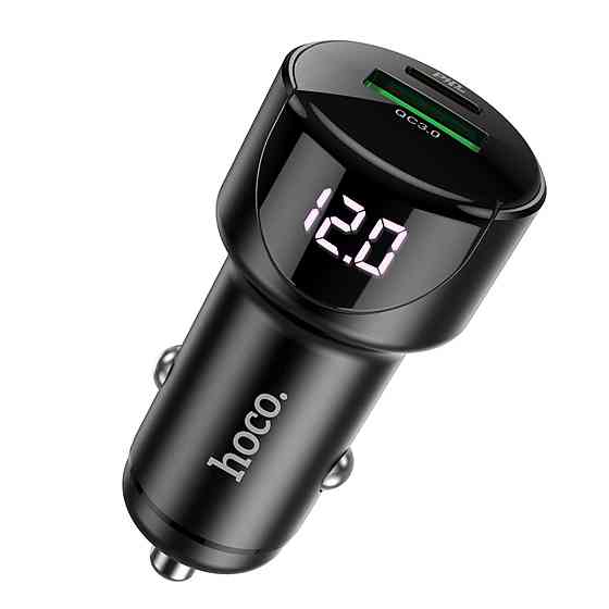 Автомобільний зарядний пристрій HOCO Z42 Light road dual port digital display PD20W+QC3.0 car charger Black Киев