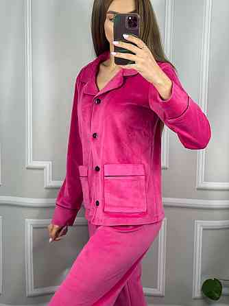 Костюм з плюшевого велюру на ґудзиках із двома кишенями Малиновий L Харків