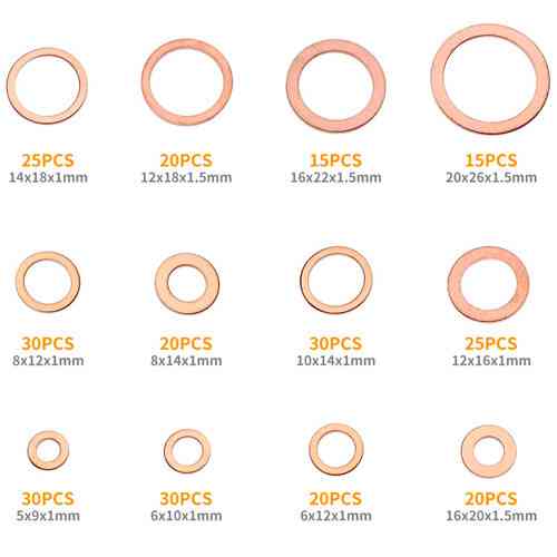 Набор медных уплотнительных колец 280шт 12 видов шайб для ремонта и техники Киев